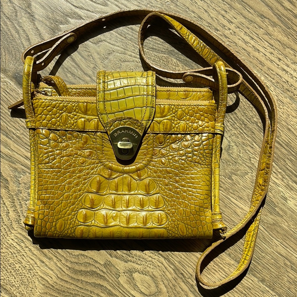 Brahmin Yellow Croc-Embossed Crossbody Bag
